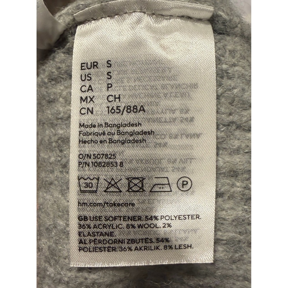 H&M Ribbed Knit Sweater Womens Small Gray Crew Neck Long Sleeve HM Pullover Grey - Picture 6 of 6